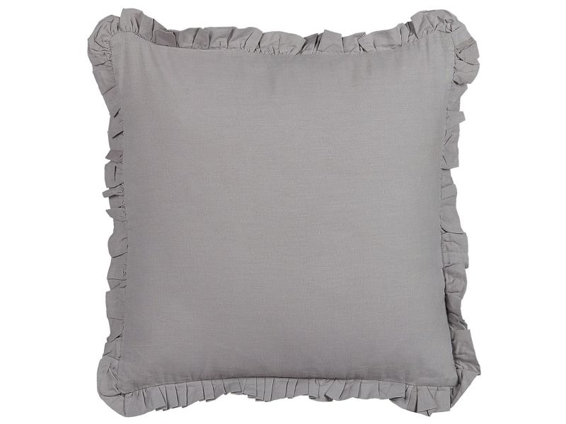 Zestaw 2 poduszek Jednolity Glabra Len 45 x 45 cm Szary 1 par.