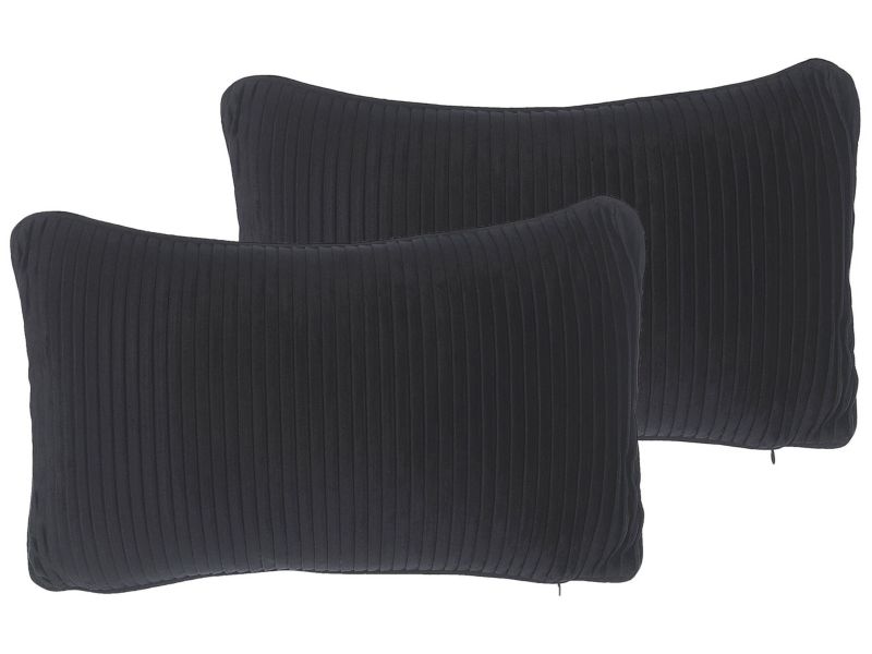 Zestaw 2 poduszek Jednolity Gudari Boucle 30 x 50 cm Czarny 1 par.