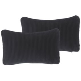 Zestaw 2 poduszek Jednolity Gudari Boucle 30 x 50 cm Czarny 1 par.
