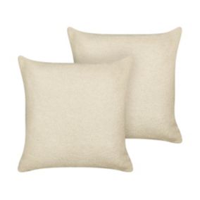 Zestaw 2 poduszek Jednolity Leuzea Boucle 45 x 45 cm Beżowy 1 par.