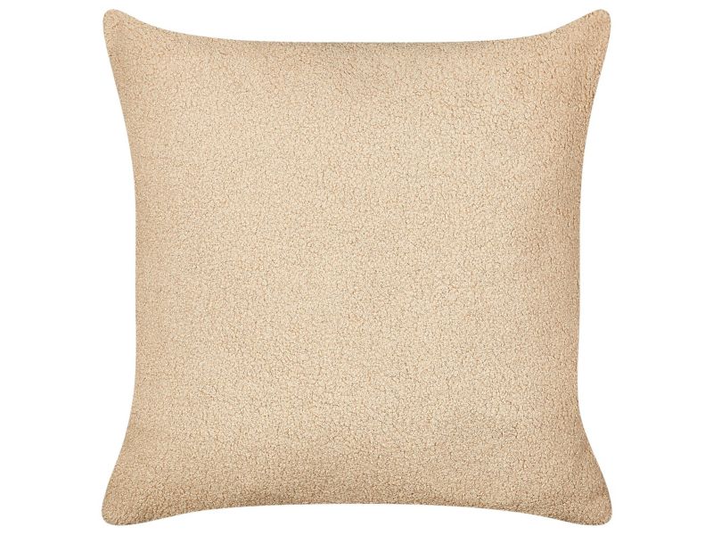 Zestaw 2 poduszek Jednolity Leuzea Boucle 45 x 45 cm Piaskowy 1 par.