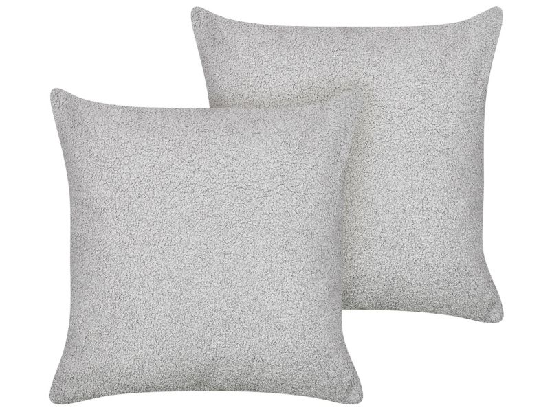 Zestaw 2 poduszek Jednolity Leuzea Boucle 45 x 45 cm Szary 1 par.