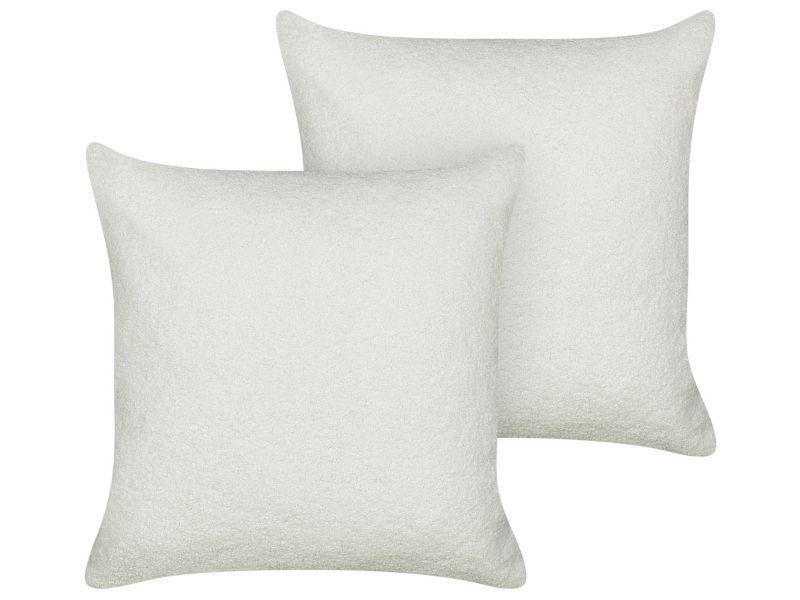 Zestaw 2 poduszek Jednolity Leuzea Boucle 45 x 45 cm Złamana biel 1 par.