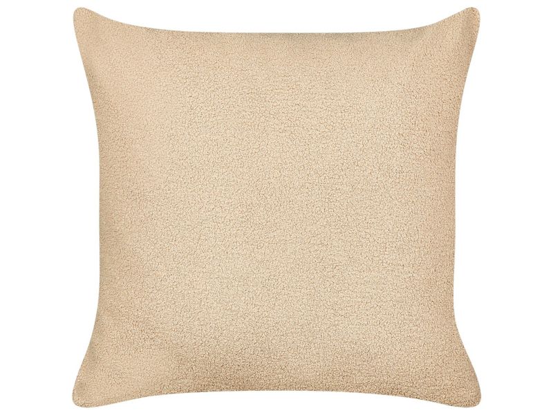 Zestaw 2 poduszek Jednolity Leuzea Boucle 60 x 60 cm Piaskowy 1 par.