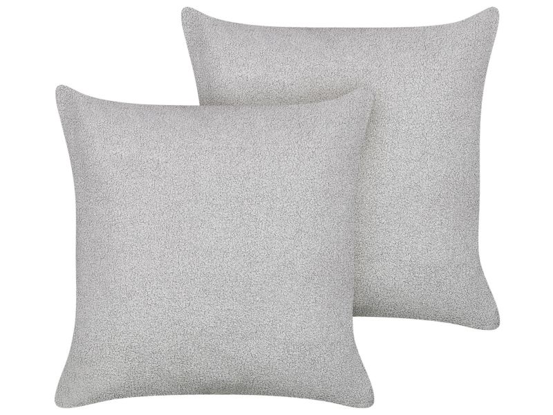 Zestaw 2 poduszek Jednolity Leuzea Boucle 60 x 60 cm Szary 1 par.