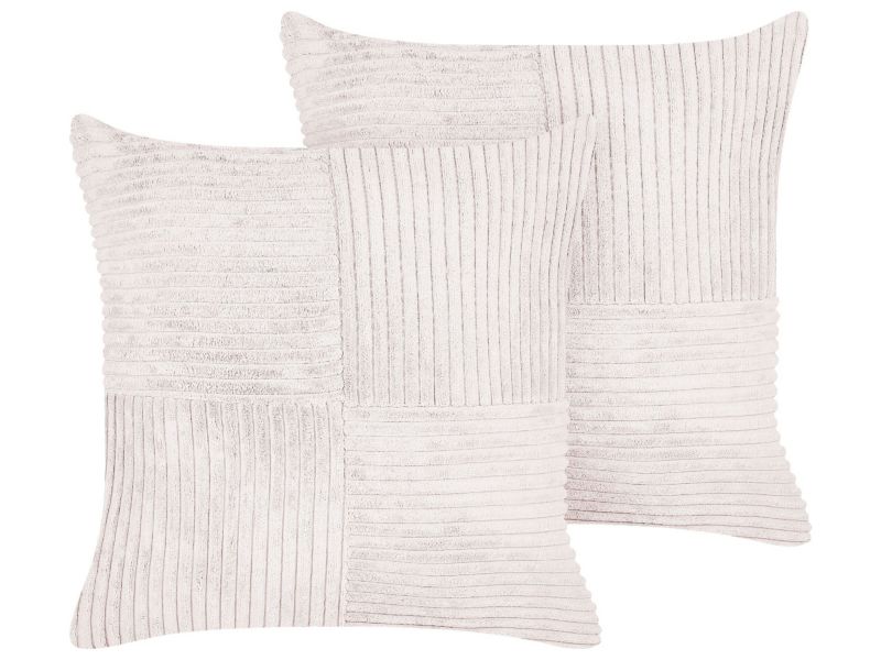 Zestaw 2 poduszek Jednolity Millet Sztruks 43 x 43 cm Złamana biel 1 par.