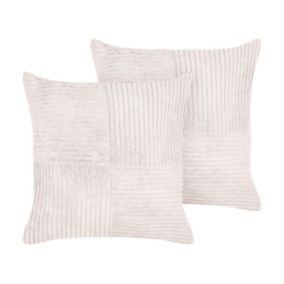Zestaw 2 poduszek Jednolity Millet Sztruks 43 x 43 cm Złamana biel 1 par.