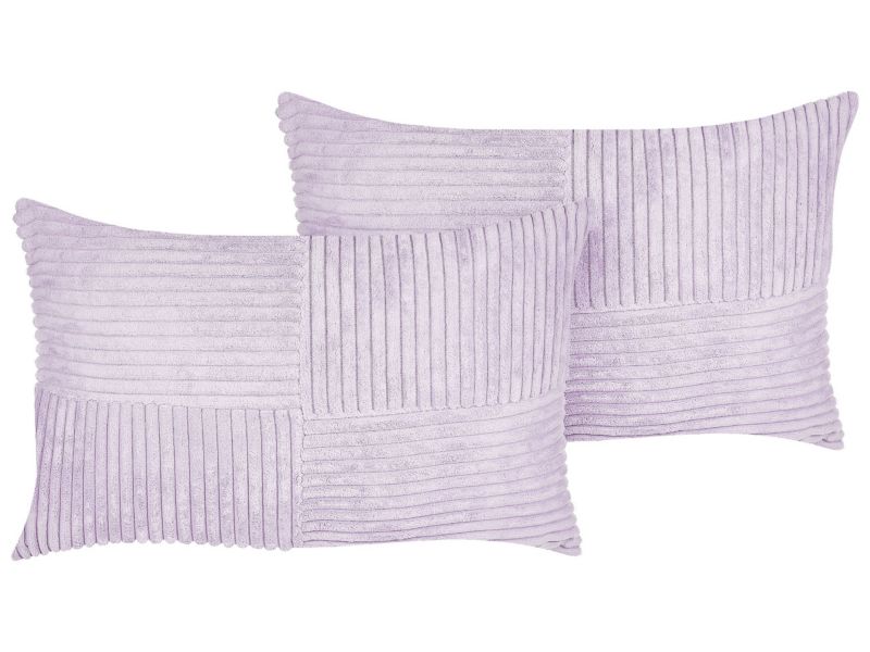 Zestaw 2 poduszek Jednolity Millet Sztruks 47 x 27 cm Fioletowy 1 par.