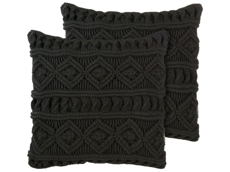Zestaw 2 poduszek Jednolity Mudanya Boucle 45 x 45 cm Czarny 1 par.