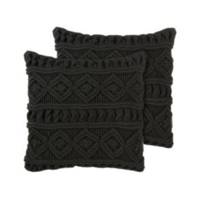Zestaw 2 poduszek Jednolity Mudanya Boucle 45 x 45 cm Czarny 1 par.