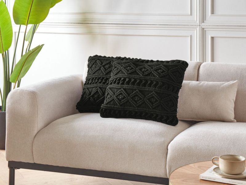 Zestaw 2 poduszek Jednolity Mudanya Boucle 45 x 45 cm Czarny 1 par.