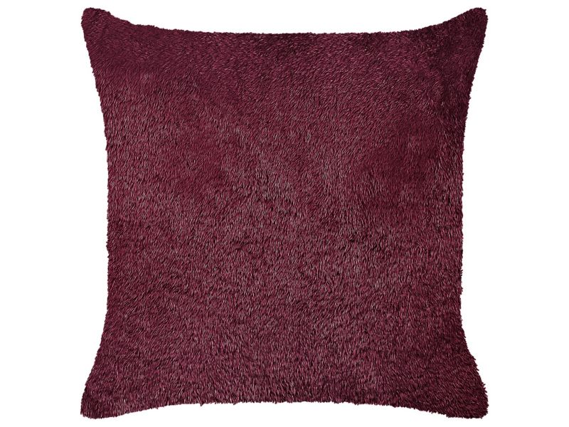 Zestaw 2 poduszek Jednolity Pilea Sztuczne futro 45 x 45 cm Burgundowy 1 par.
