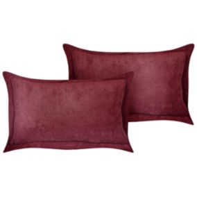 Zestaw 2 poduszek Jednolity Zinnia Sztruks 47 x 27 cm Burgundowy 1 par.