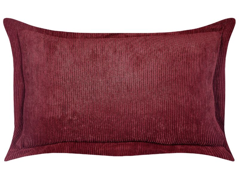 Zestaw 2 poduszek Jednolity Zinnia Sztruks 47 x 27 cm Burgundowy 1 par.