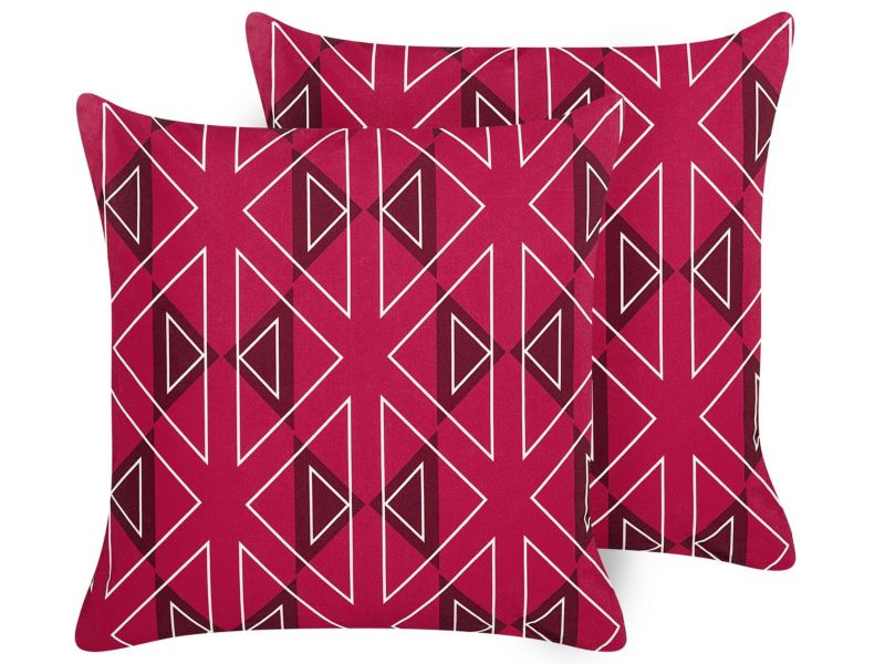 Zestaw 2 poduszek ogrodowych Wzór geometryczny Mezzano 45 x 45 cm Różowy 1 par.