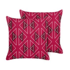 Zestaw 2 poduszek ogrodowych Wzór geometryczny Mezzano 45 x 45 cm Różowy 1 par.