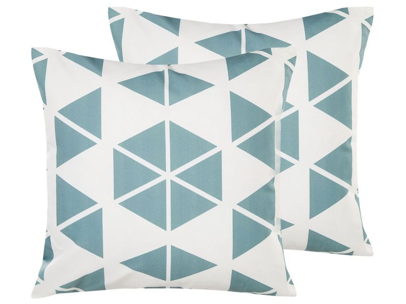 Zestaw 2 poduszek ogrodowych Wzór geometryczny Rigosa 45 x 45 cm Błękitny 1 par.