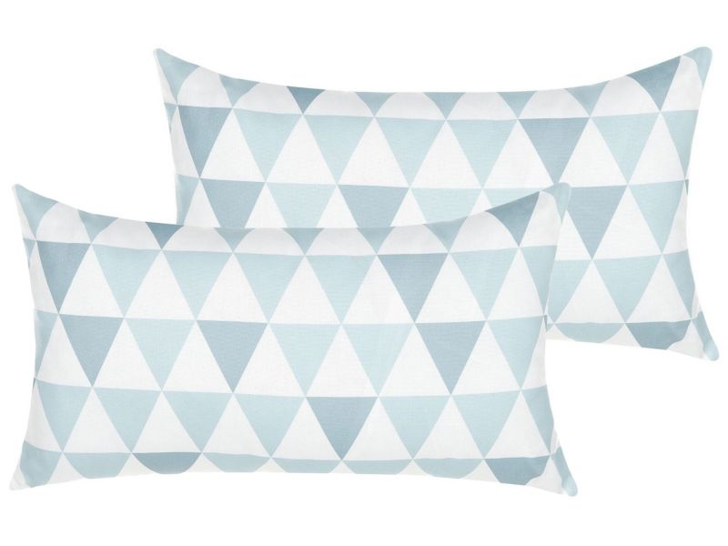 Zestaw 2 poduszek ogrodowych Wzór geometryczny Trifos 40 x 70 cm Niebieski 1 par.