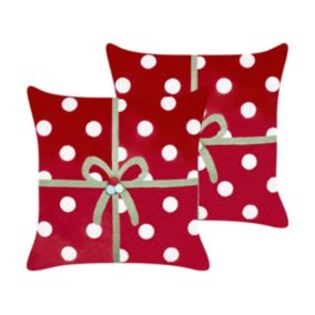 Zestaw 2 poduszek W kropki Gumdrop Welur 45 x 45 cm Czerwony 1 par.