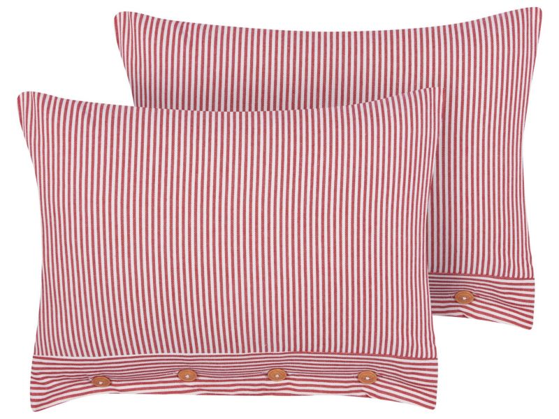 Zestaw 2 poduszek W paski Aalita Bawełna 40 x 60 cm Czerwony 1 par.
