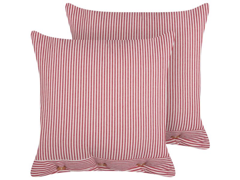 Zestaw 2 poduszek W paski Aalita Bawełna 45 x 45 cm Czerwony 1 par.