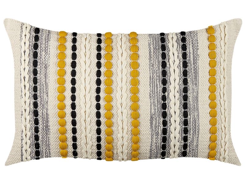 Zestaw 2 poduszek W paski Ardisia Bawełna 40 x 60 cm Jasnobeżowy 1 par.