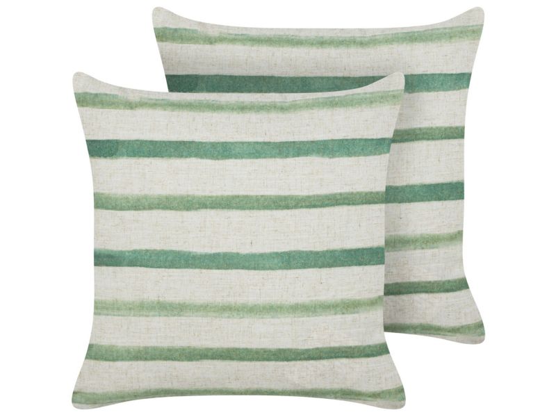 Zestaw 2 poduszek W paski Kafra 45 x 45 cm Zielony 1 par.