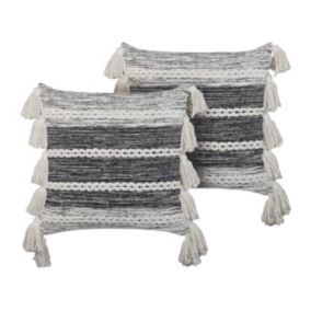 Zestaw 2 poduszek W paski Rochea Bawełna 45 x 45 cm Czarny 1 par.