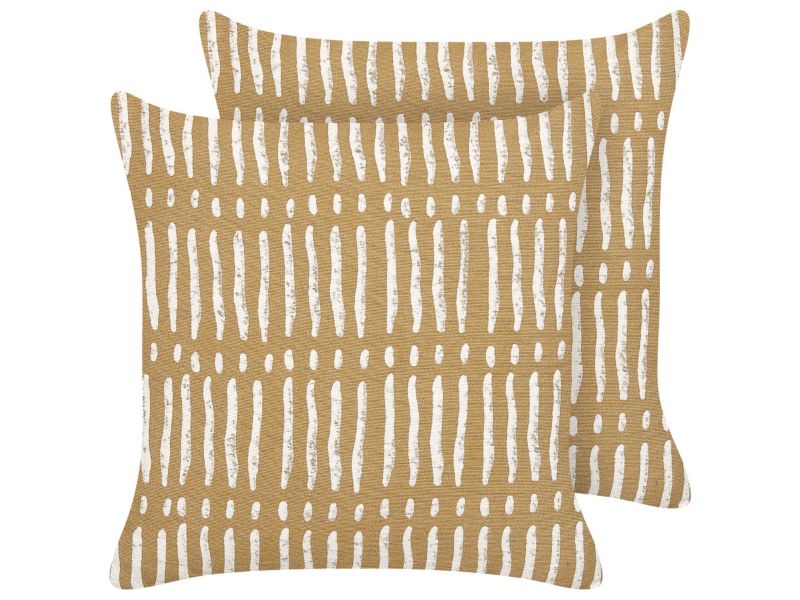 Zestaw 2 poduszek W paski Salix Bawełna 45 x 45 cm Piaskowy 1 par.