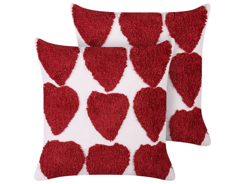 Zestaw 2 poduszek W serca Mingora Bawełna 45 x 45 cm Czerwony 1 par.