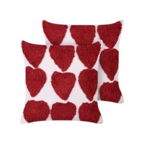 Zestaw 2 poduszek W serca Mingora Bawełna 45 x 45 cm Czerwony 1 par.