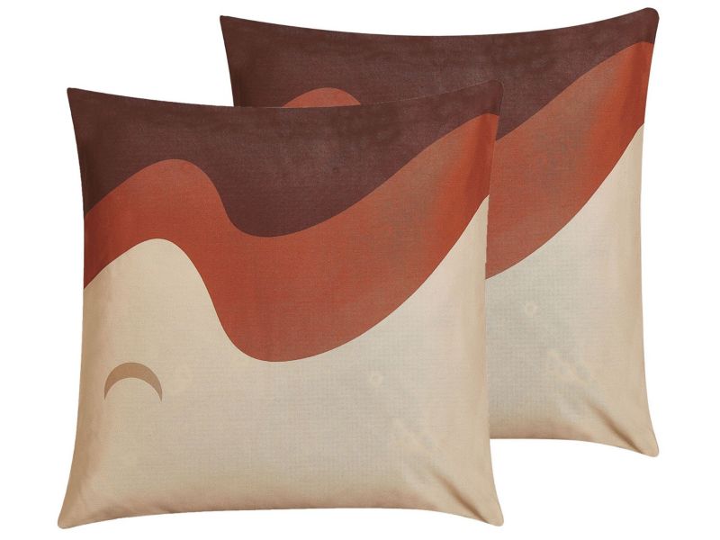 Zestaw 2 poduszek Wzór abstrakcyjny Festuca Boucle 45 x 45 cm Kolorowy 1 par.