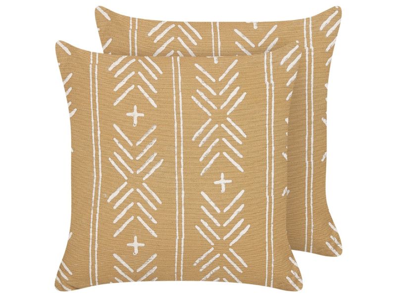 Zestaw 2 poduszek Wzór geometryczny Banyan Bawełna 45 x 45 cm Piaskowy 1 par.