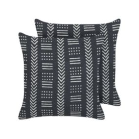 Zestaw 2 poduszek Wzór geometryczny Benzoin Bawełna 45 x 45 cm Czarny 1 par.