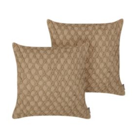 Zestaw 2 poduszek Wzór geometryczny Collomia Boucle 45 x 45 cm Beżowy 1 par.