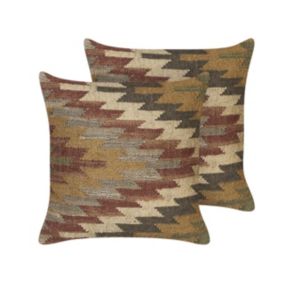 Zestaw 2 poduszek Wzór geometryczny Deepor Juta 45 x 45 cm Kolorowy 1 par.