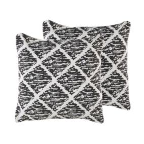 Zestaw 2 poduszek Wzór geometryczny Hazro Bawełna 45 x 45 cm Czarny 1 par.