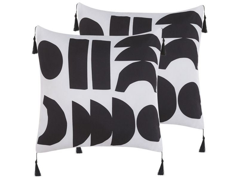 Zestaw 2 poduszek Wzór geometryczny Liriope 45 x 45 cm Czarno-biały 1 par.