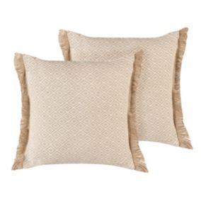 Zestaw 2 poduszek Wzór geometryczny Lonar Boucle 45 x 45 cm Piaskowy 1 par.