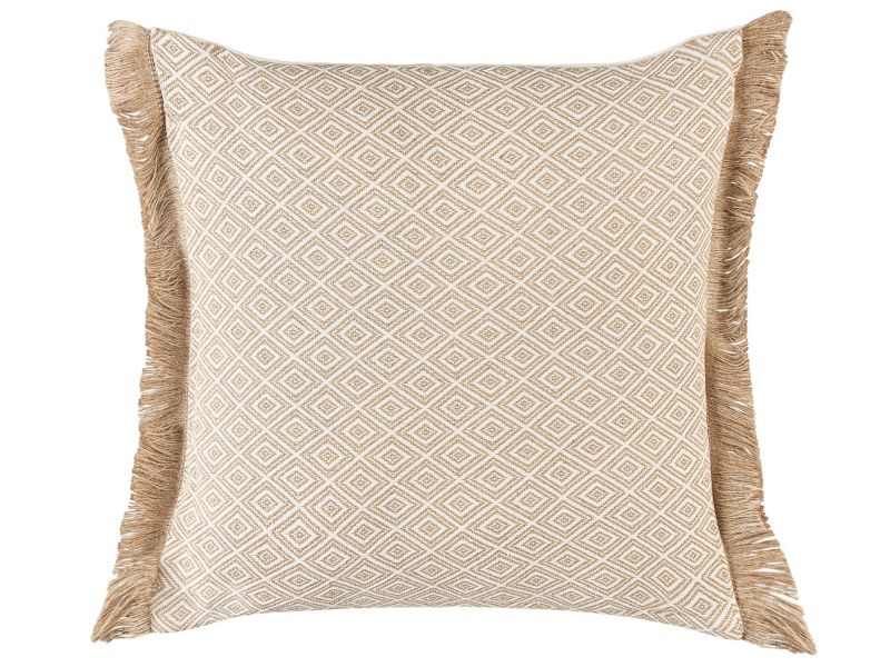 Zestaw 2 poduszek Wzór geometryczny Lonar Boucle 45 x 45 cm Piaskowy 1 par.