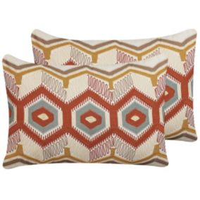 Zestaw 2 poduszek Wzór geometryczny Majra Boucle 40 x 60 cm Kolorowy 1 par.