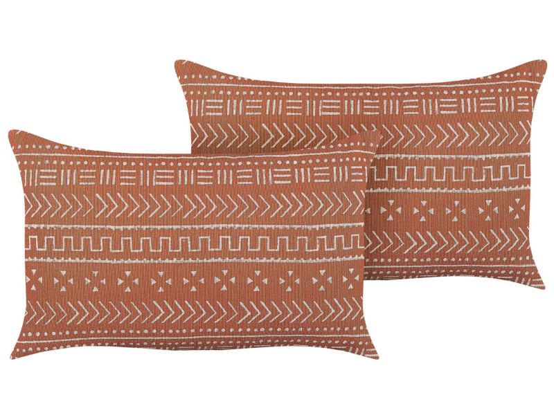 Zestaw 2 poduszek Wzór geometryczny Orlaya Bawełna 55 x 35 cm Pomarańczowy 1 par.