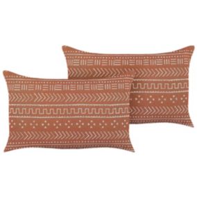 Zestaw 2 poduszek Wzór geometryczny Orlaya Bawełna 55 x 35 cm Pomarańczowy 1 par.