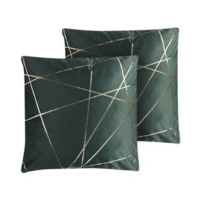 Zestaw 2 poduszek Wzór geometryczny Pinus Welur 45 x 45 cm Ciemnozielony Zielony 1 par.