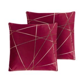 Zestaw 2 poduszek Wzór geometryczny Pinus Welur 45 x 45 cm Czerwony 1 par.