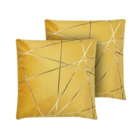 Zestaw 2 poduszek Wzór geometryczny Pinus Welur 45 x 45 cm Żółty 1 par.