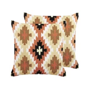 Zestaw 2 poduszek Wzór geometryczny Serampore Boucle 50 x 50 cm Kolorowy 1 par.