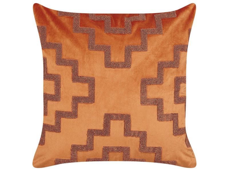 Zestaw 2 poduszek Wzór geometryczny Sergipe Welur 45 x 45 cm Pomarańczowy 1 par.