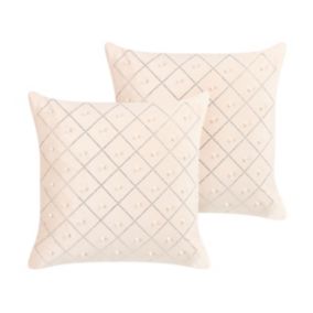 Zestaw 2 poduszek Wzór geometryczny Yarrow Welur 45 x 45 cm Beżowy 1 par.