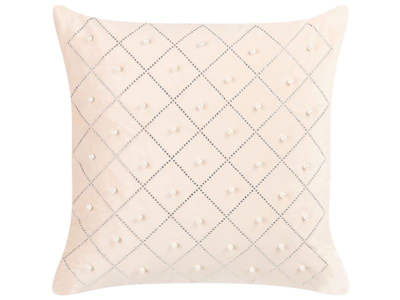 Zestaw 2 poduszek Wzór geometryczny Yarrow Welur 45 x 45 cm Beżowy 1 par.